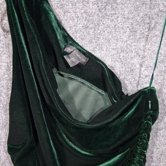 House of Harlow 1960 Green Velvet‎ Ruched One Shoulder Bodycon Dress Large - Picture 11 of 12